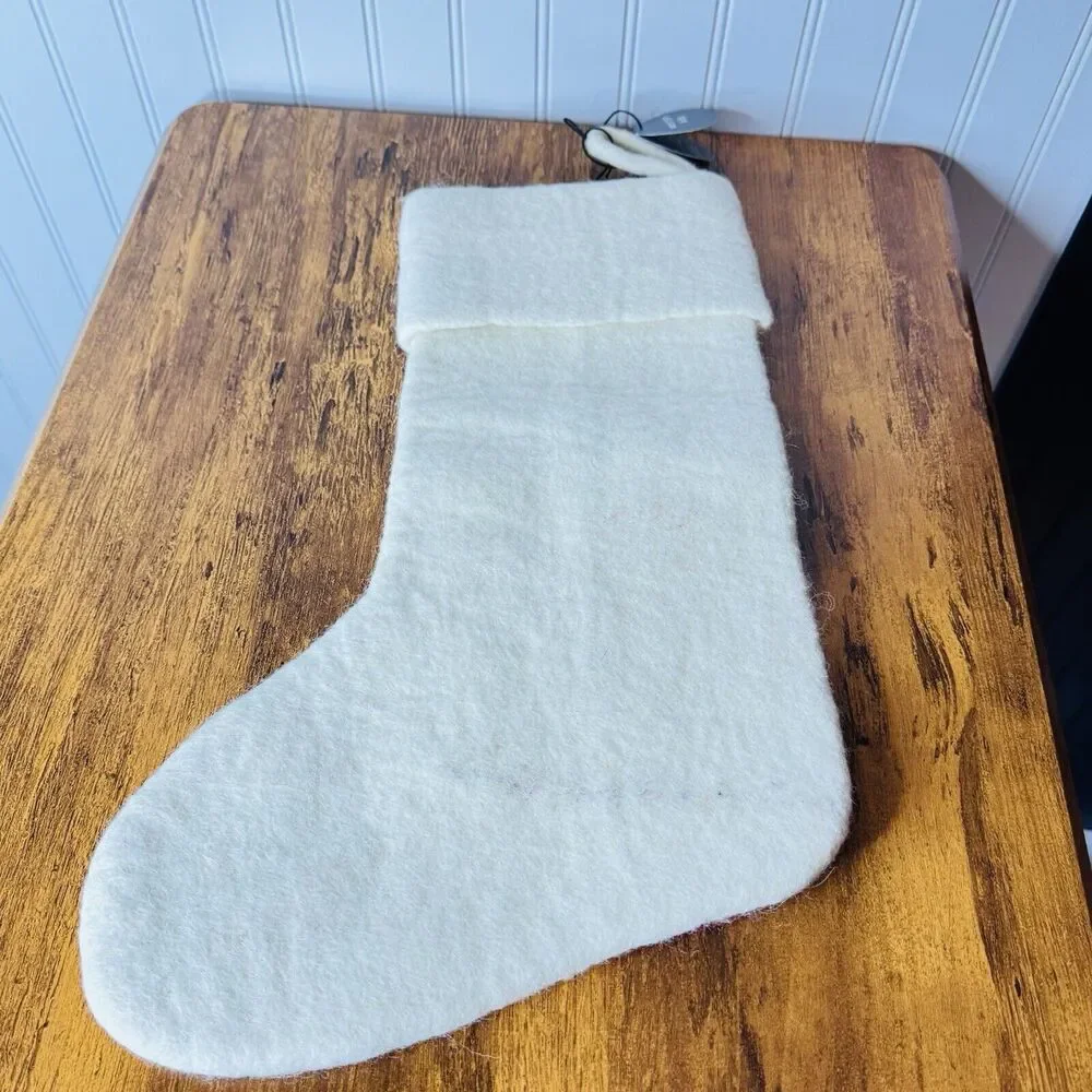 ALYSSA West Elm SANTA Felted Christmas Stocking Holiday NWOT